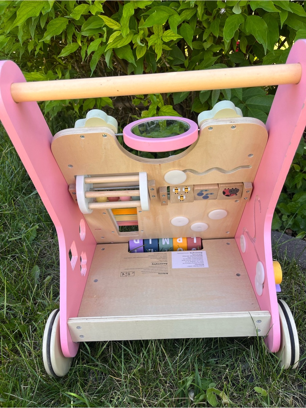 Wooden Baby Walker Activity Push Toy - Pink - Picture 4 of 7